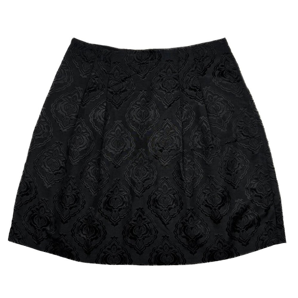 Talbots Pleated Woven Damask Jacquard A-Line Midi Skirt in Black Size 16P - NWOT - Picture 3 of 9